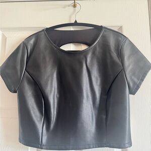 Black Faux Leather Crop Top